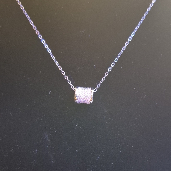 Moissanite Jewelry - Dazzling Moissanite Silver Necklace with Crystal Charm #4